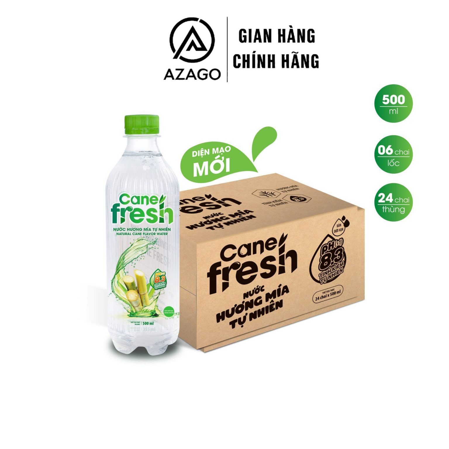 Azago Color Thùng 24 chai 500ml Nước hương mía tự nhiên Cane Fresh - AZAGO - Azago