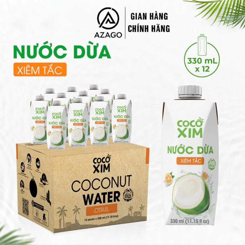 Azago Color Thùng 12 Hộp Nước dừa đóng hộp Xiêm Tắc COCOXIM 300ml/Hộp – AZAGO - Azago