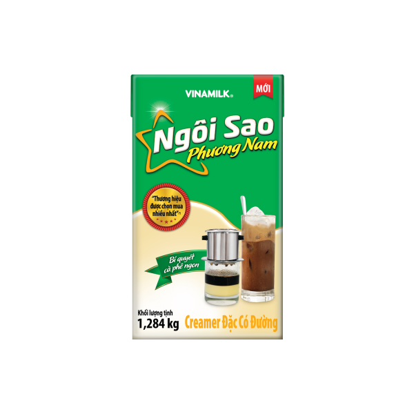 Thùng 12 hộp Creamer đặc sữa pha chế NGÔI SAO PHƯƠNG NAM 1.284Kg nhãn xanh lá - AZAGO - Ảnh 2