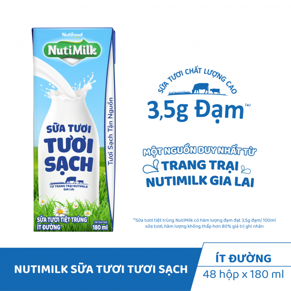 Thùng 48 Hộp NutiMilk Sữa Tươi Tươi Sạch Ít Đường 180ml – AZAGO - Ảnh 3