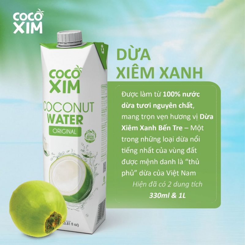 Azago Thùng 12 Hộp Nước dừa đóng hộp Xiêm Xanh COCOXIM 1000ml/Hộp - AZAGO - Azago