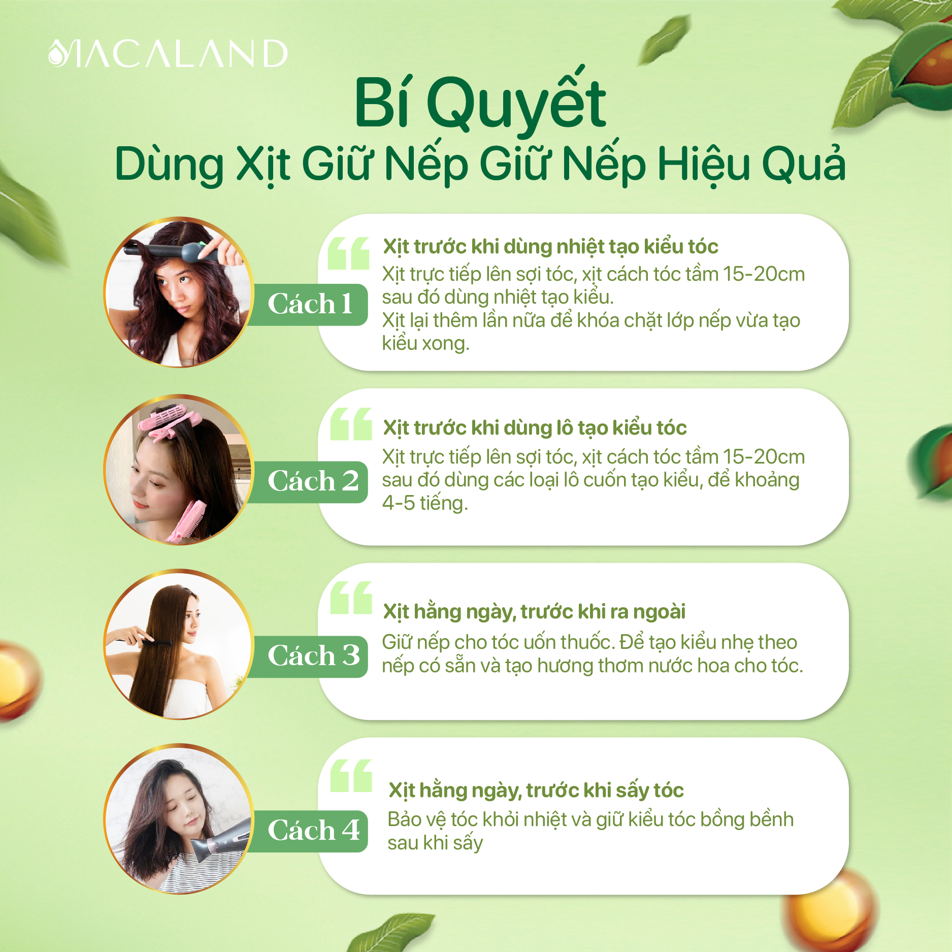 Xịt giữ nếp, tạo kiểu và dưỡng tóc hương nước hoa 100ml 3in1 MACALAND - AZAGO - Ảnh 4