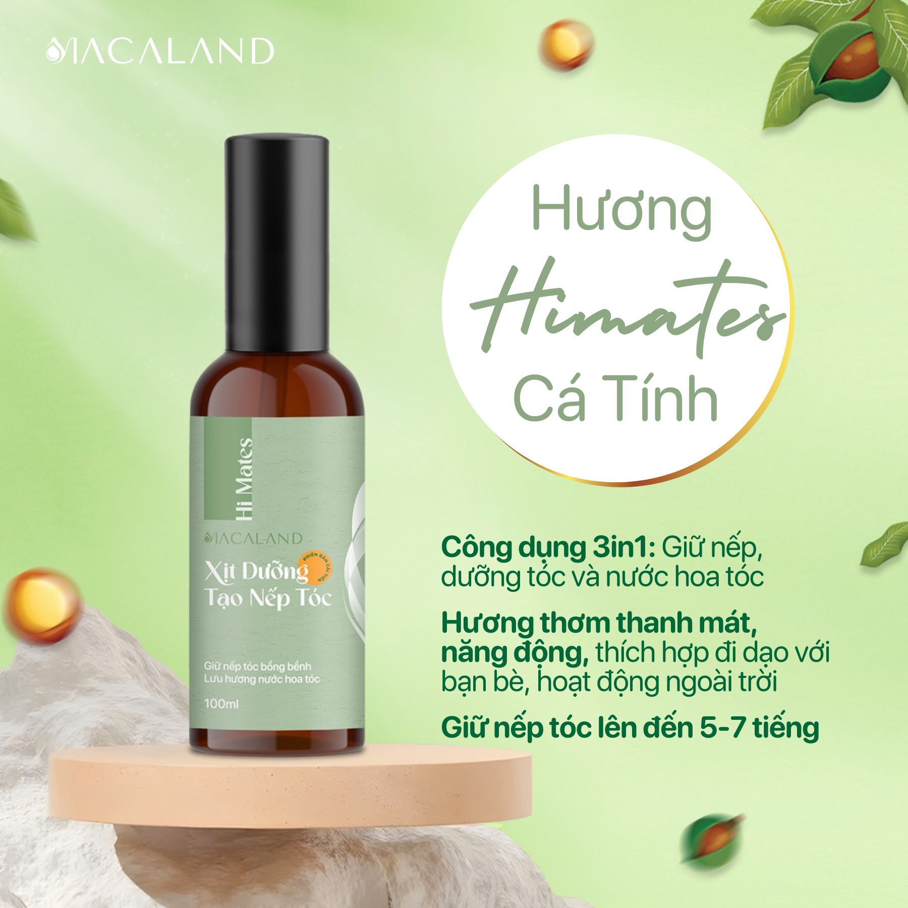 Xịt giữ nếp, tạo kiểu và dưỡng tóc hương nước hoa 100ml 3in1 MACALAND - AZAGO - Ảnh 5