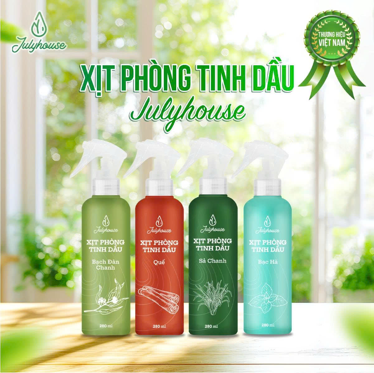 Bình xịt phòng tinh dầu Sả Chanh khửi mùi Julyhouse - AZAGO - Ảnh 2