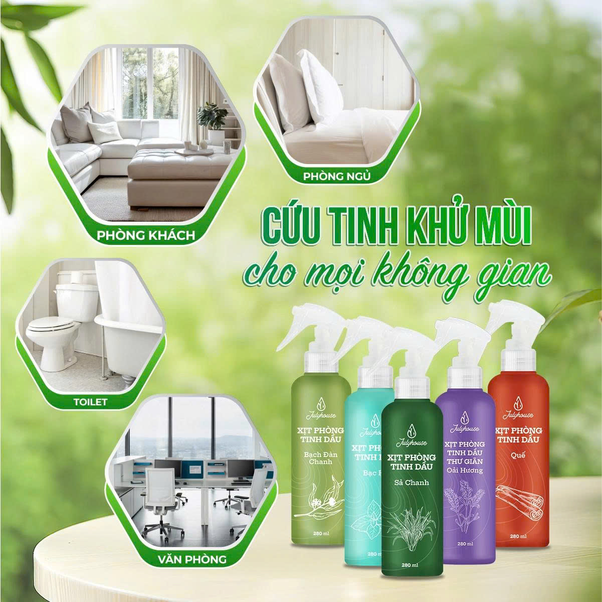 Bình xịt phòng tinh dầu Sả Chanh khửi mùi Julyhouse - AZAGO - Ảnh 3