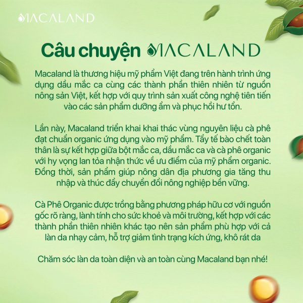 Tẩy Tế Bào Chết Body Macaland Organic Cà Phê & Mắc Ca 235g / 500g - AZAGO - Ảnh 6
