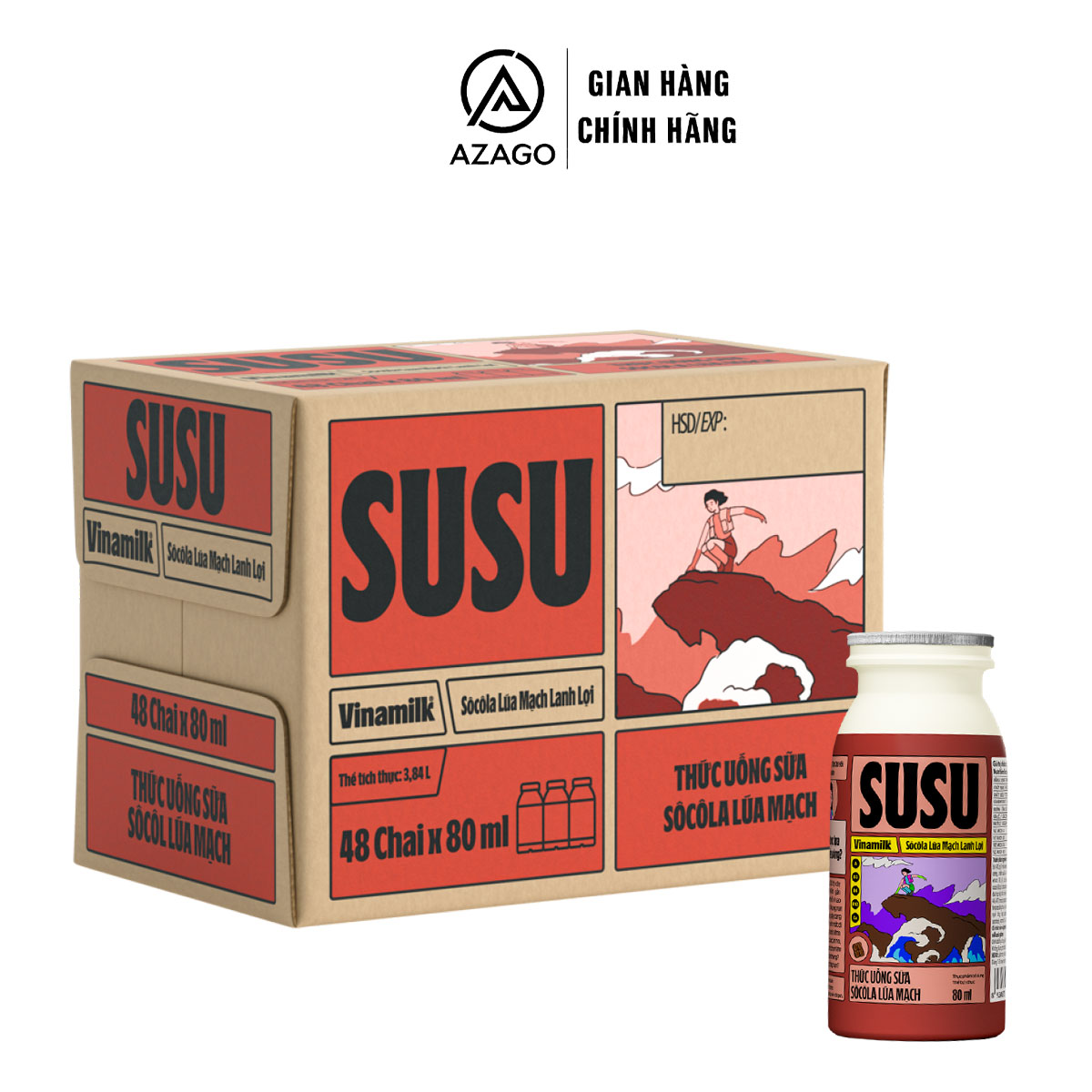 Thùng 48 Chai Sữa Chua Uống Tiệt Trùng Vinamilk SuSu 80ml - AZAGO - Ảnh 2