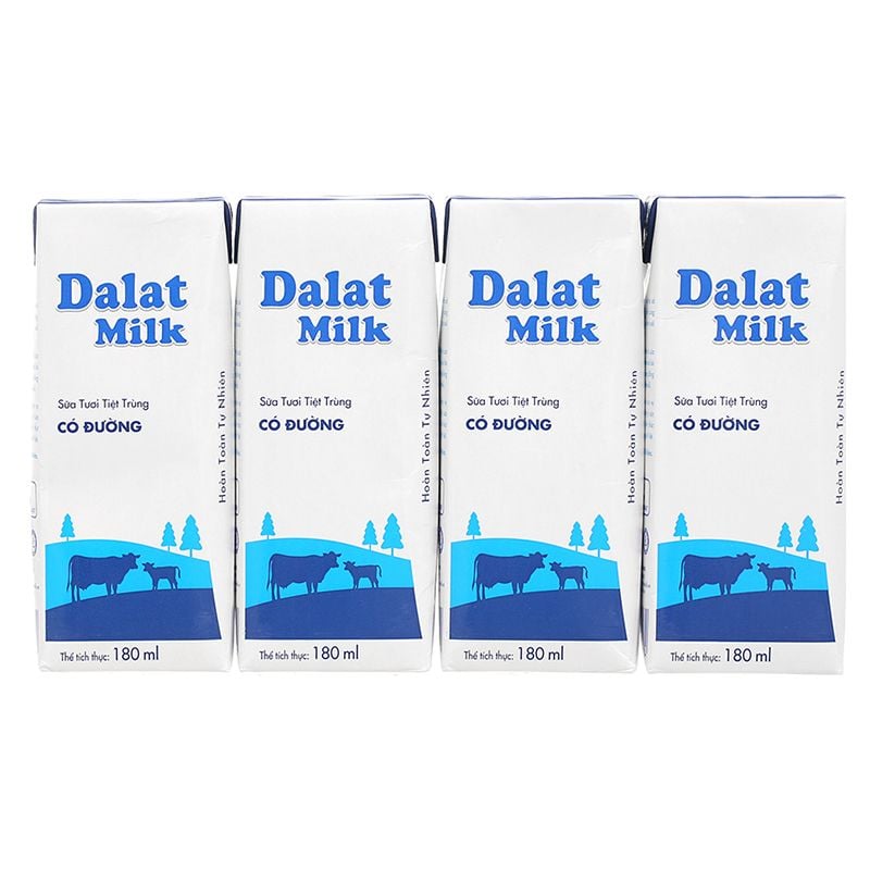Thùng 48 hộp Sữa tươi tiệt trùng Dalat Milk 180ml – Ít đường / Không đường / Có đường - AZAGO - Ảnh 13