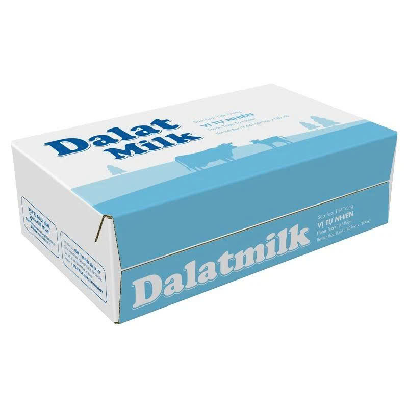 Thùng 48 hộp Sữa tươi tiệt trùng Dalat Milk 180ml – Ít đường / Không đường / Có đường - AZAGO - Ảnh 5