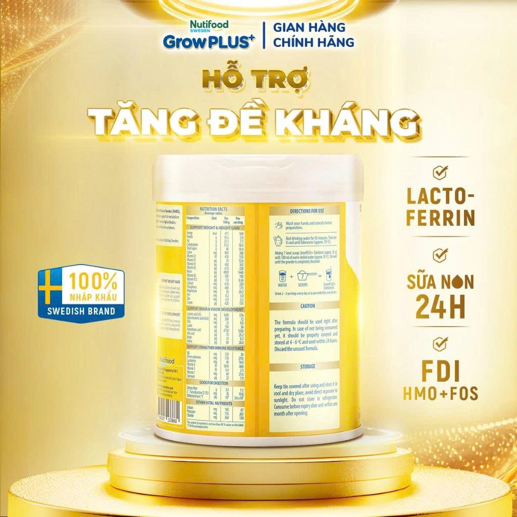 Sữa Bột Nutifood Sweden GrowPLUS+ Sữa Non Immunel số 1+ lon 800g - AZAGO - Ảnh 4