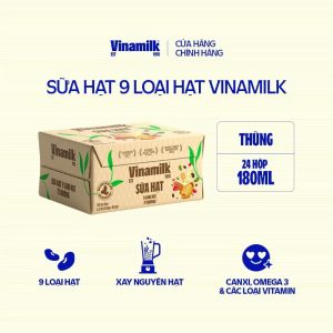 Thùng 24 hộp 180ml Sữa hạt 9 loại hạt Vinamilk ít đường - AZAGO