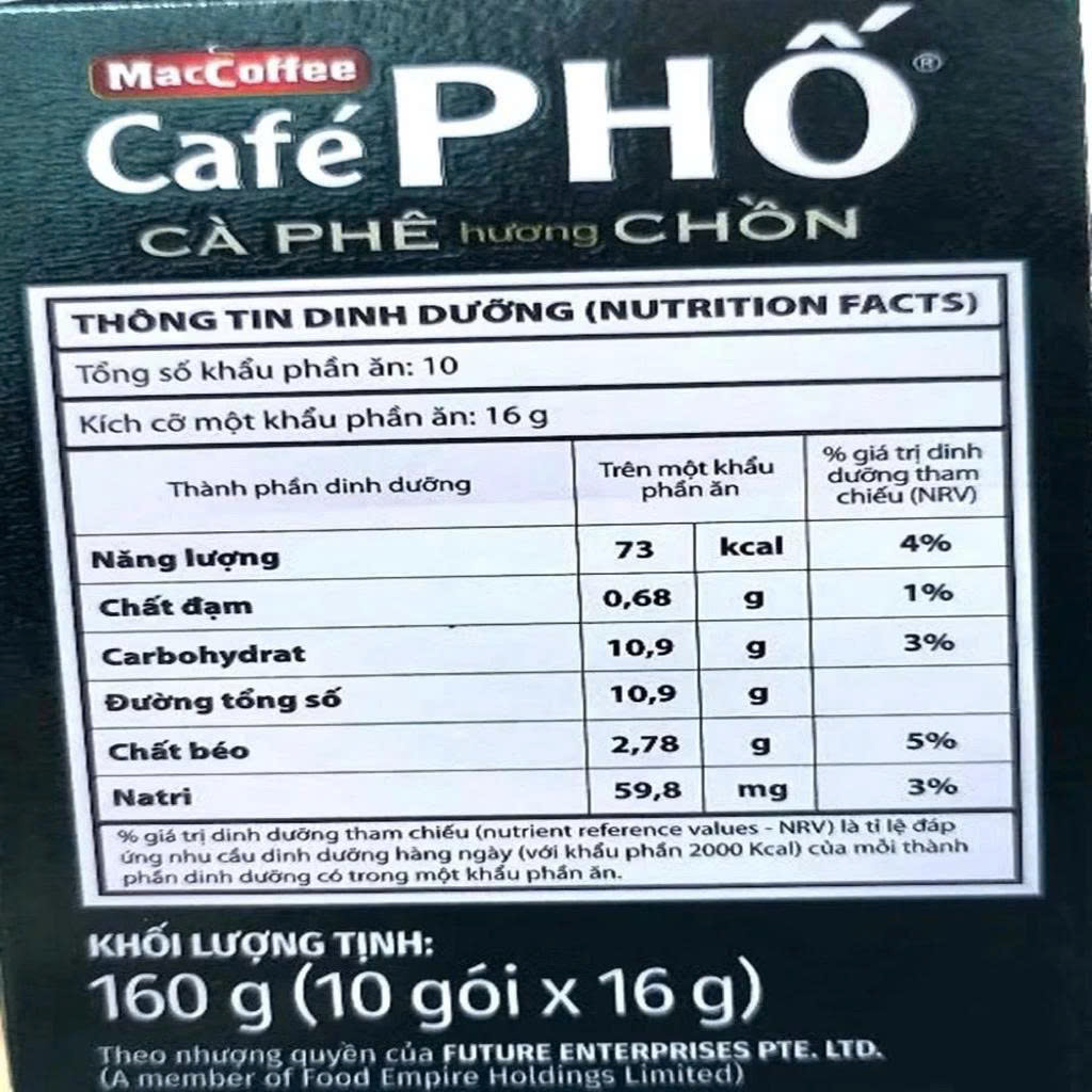 Hộp Cà phê MacCoffee Café Phố 3in1 hương chồn 160g-AZAGO - Ảnh 2